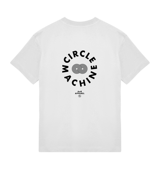 AoR Mens Boxy Tee White Circle Machine